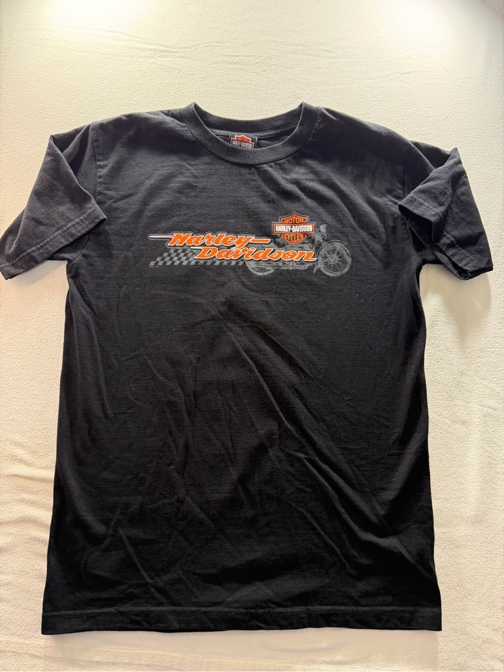 Harley-Davidson Black Short Sleeve Tee with Orange Logo